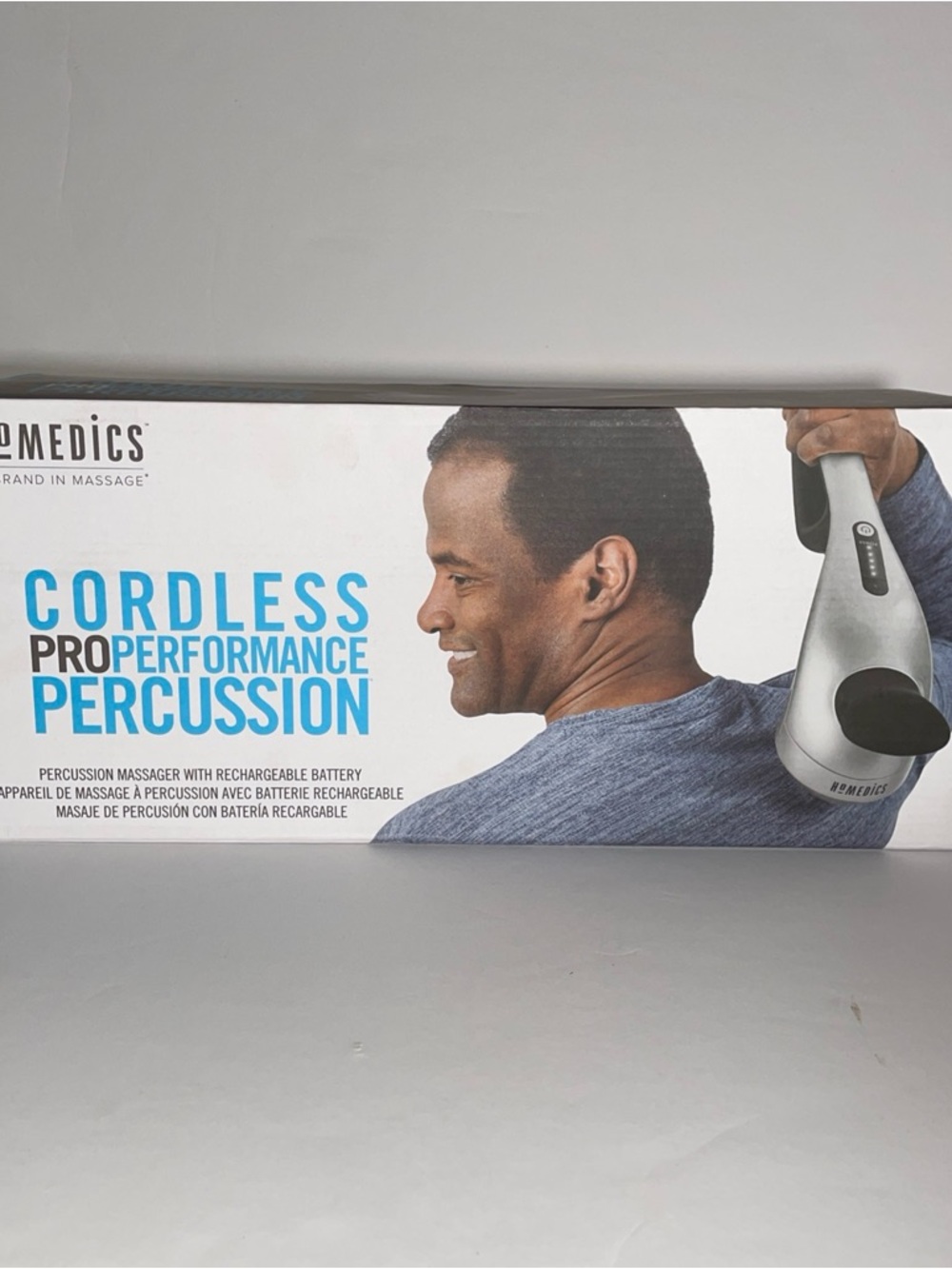 Homedics Cordless Percussion Massager in Silver and Black